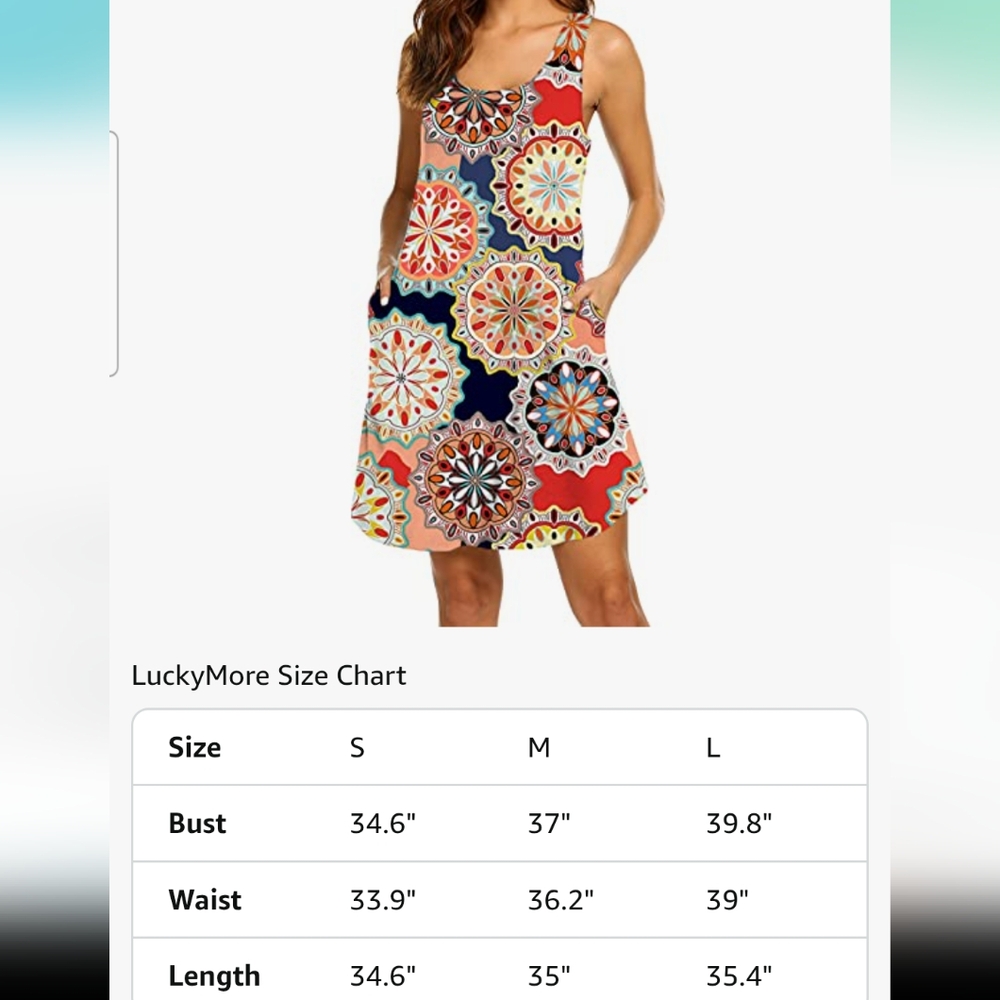 Lucky More Floral Racerback Tunic Dress With Pockets. Medium - Picture 3 of 11